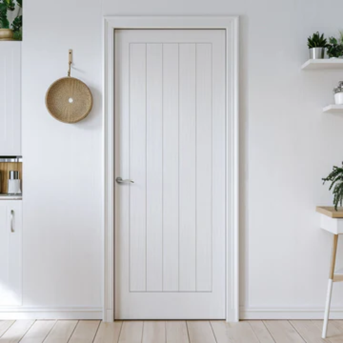 white hardwood doors
